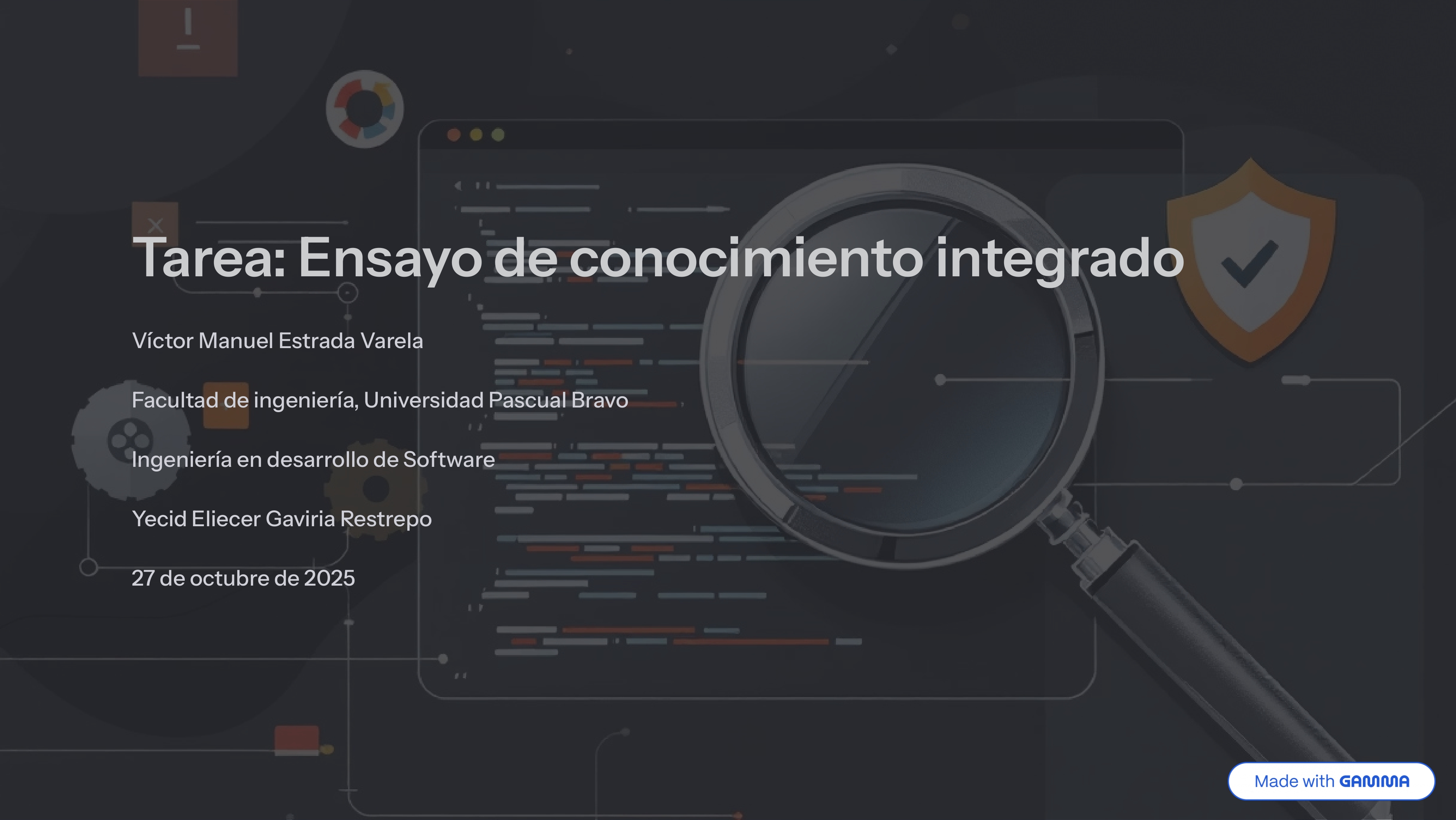 Portada de la presentación: Tarea, ensayo de conocimiento integrado